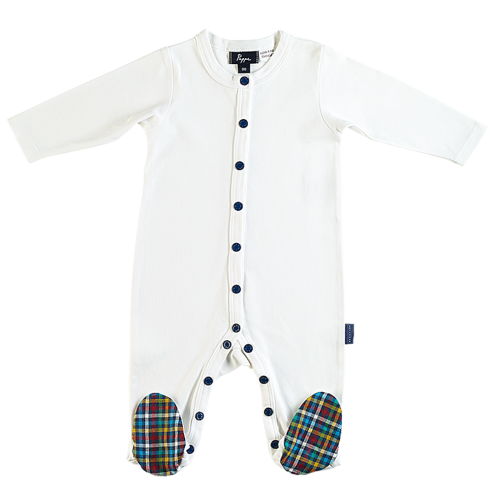 Nevis Luxe Check Foot Romper